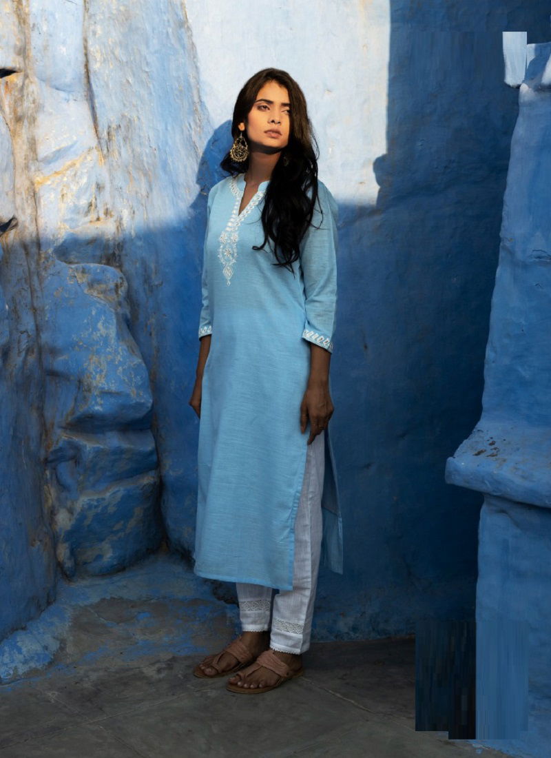 100 Miles Nandini Colors Embroidery Cotton Kurtis Catalog
